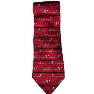 Crooks & Creed London Necktie Mens Golf Clubs Silk Striped Red EUC